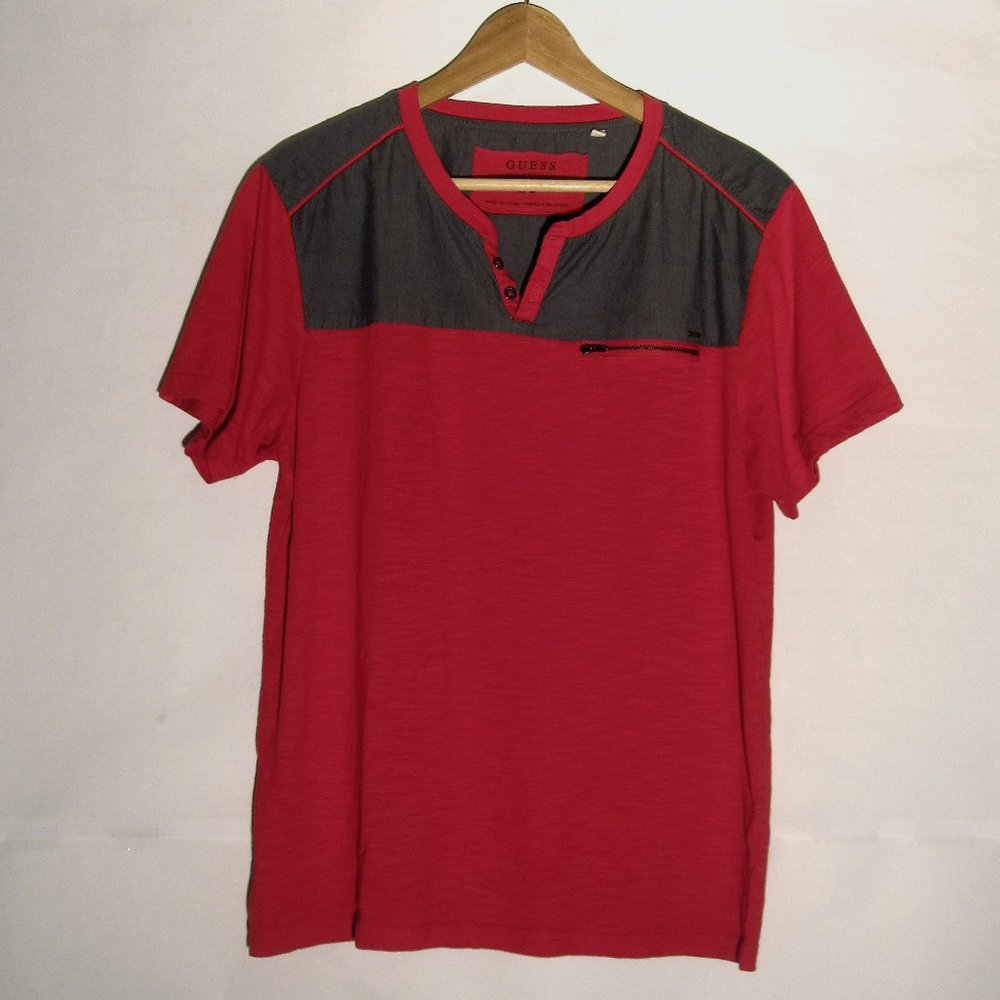 Guess Slim Red Grey  T-Shirt Men Large